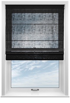 Brescia Voile, Raven Black - Twist&Fit Roman Blind